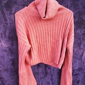 Plus size turtle neck bell sleeves sweater